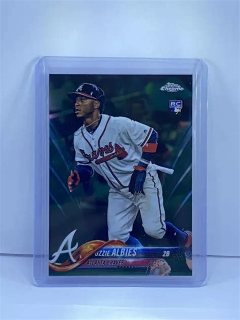 CARTE RECRUE RÉFRACTRICE verte Ozzie Albies 2018 Topps chrome 72 SP