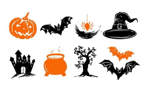 Premium Vector Halloween Symbols Hand Drawn Illustrations