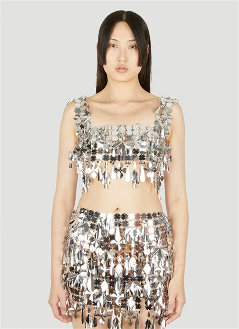 Mirror Disc Chain Top In Silver Paco Rabanne