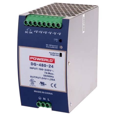 Tt Electronics Dg 480 24 Din Rail Power Supply 24v Dc 20a 480w 1 Phase