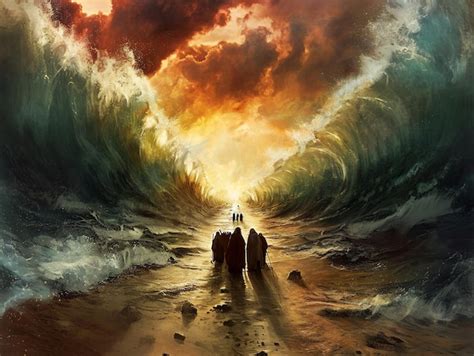 Premium Photo Dramatic Exodus Moses Parting The Red Sea Illustration