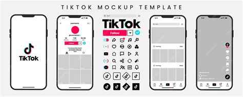 tiktok mobile application interface mockup template  profile screen