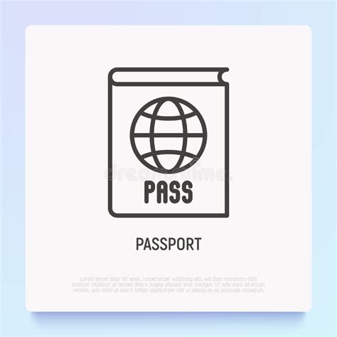 Passport With Globe Thin Line Icon Modern Vector Illustration Of