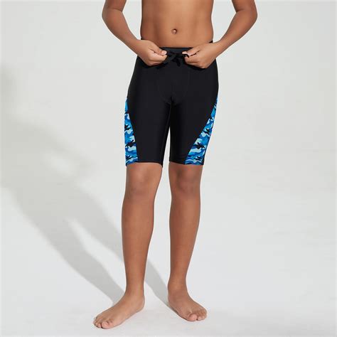 Youth Boys Swim Jammers Solid Swimsuit Upf 50 Sun Pretection Quick Dry Athletic