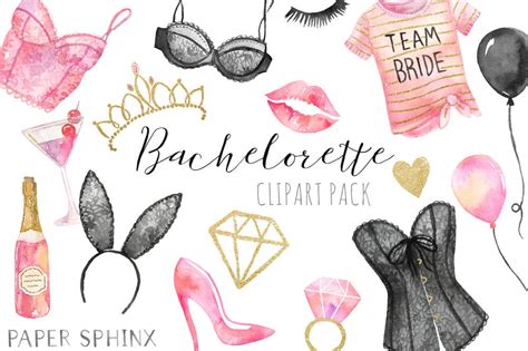 Watercolor Bachelorette Clipart Pretty Lingerie Bridal Etsy UK