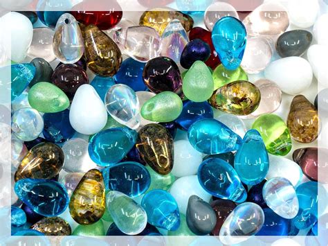 Oz G Mix Of Unique Czech Bohemia Glass Focal Pressed Beads Hand