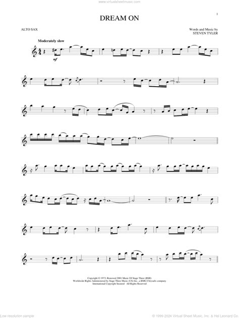 Dream On Sheet Music For Alto Saxophone Solo Pdf Interactive