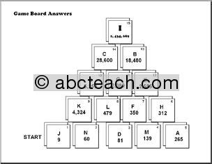 Board Game: Math Pyramid Game (Part 2: board) (upper elem) | Abcteach