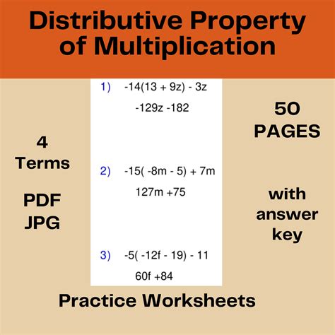 Distributive Property Of Multiplication Worksheet Practice Activity