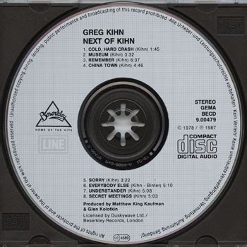 Line CD Kihn Greg Band Next Of Kihn V001