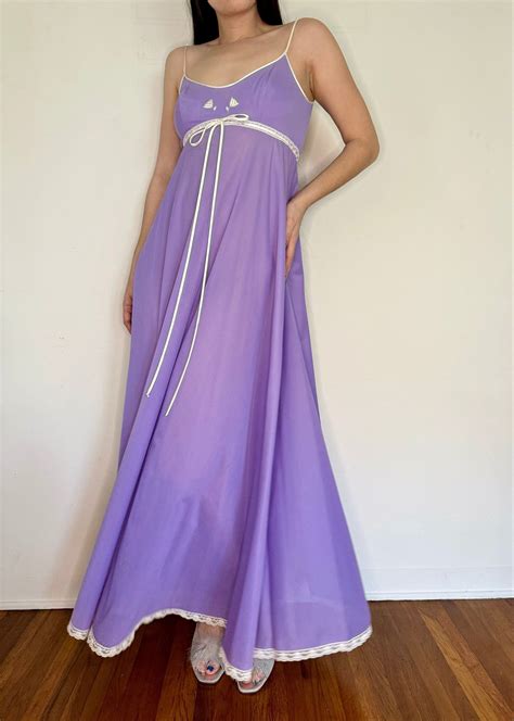 Vintage 60s Lucie Ann Purple Butterfly Nightgown Etsy In 2024