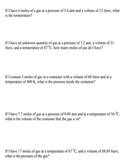 Solved If I Have 4 Moles Of A Gas At A Pressure Of 5 6 Atm Chegg