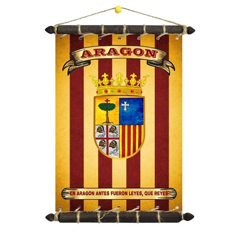 Kingdom of Aragon Flag Coat of Arms on Cotton Canvas Wooden - Etsy