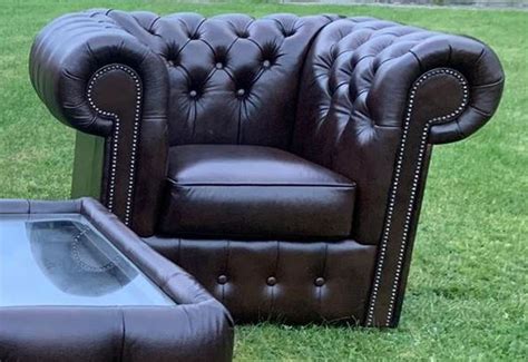 Casa Padrino fauteuil Chesterfield de luxe en cuir véritable noir H 78