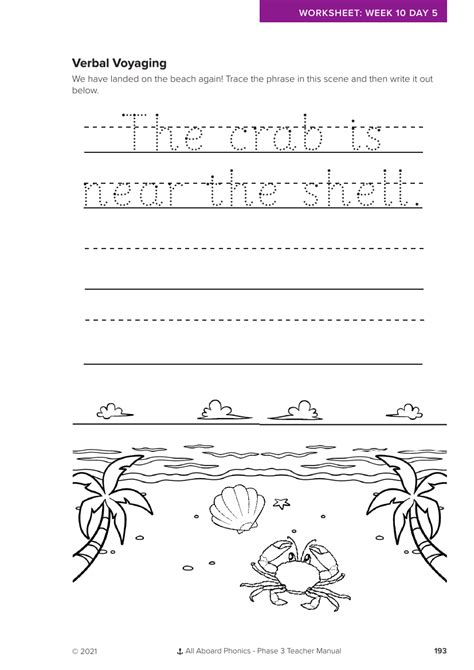 Week 10 Lesson 5 Verbal Voyaging Letter Formation Task Phonics Phase