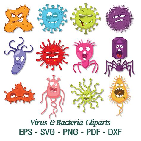 Bacteria Clipart Virus Clipart Microbe Clipart Germ Etsy The Best