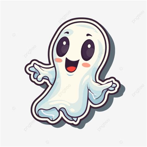 Cute Ghost Sticker Vector Illustration Casper Sticker Cartoon PNG