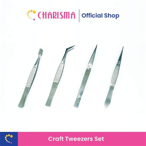 Jual Charisma Pinset Lurus Bengkok Anti Statis Tweezers Set Pinset