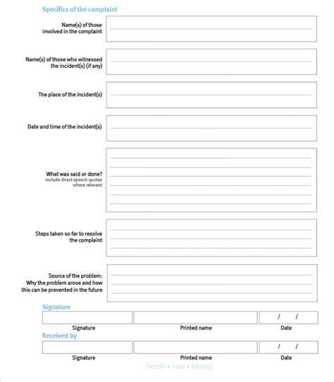 26 Hr Complaint Forms Free Sample Example Format