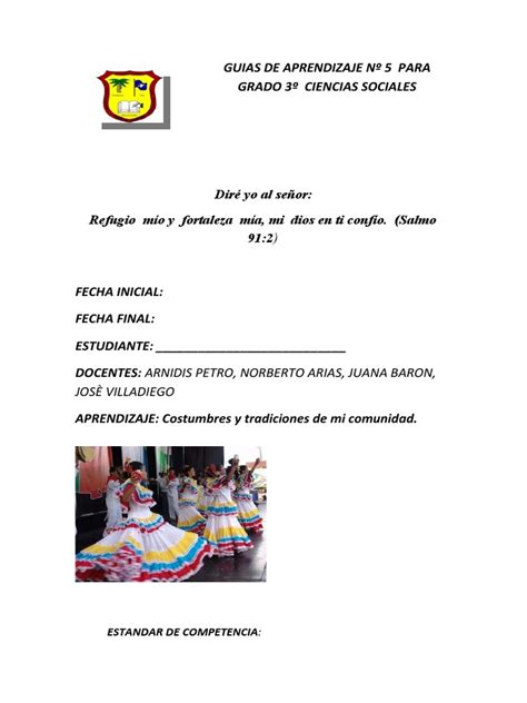 Guia De Sociales 6 Juana BarÓn Pdf Tradiciones Aprendizaje