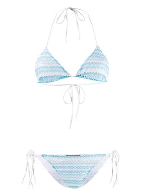 Missoni Zig Zag Triangle Bikini Set Blue Editorialist