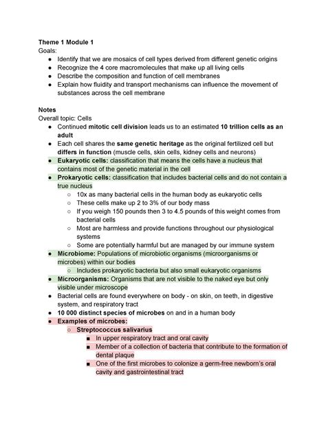 BIO 1A03 Test 1 Module Notes Theme 1 Module 1 Goals Identify That We