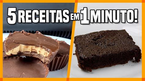 5 RECEITAS EM 1 MINUTO Receitas Fáceis de Doce Fit só 2