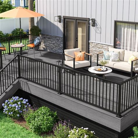 Rdi Margate 8 Ft X 36 In Matte Black Aluminum Deck Rail Kit In The Deck Railing Systems