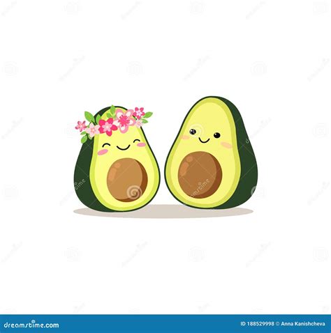 Cute Avocado Couple In Love Vector Illustration | CartoonDealer.com ...