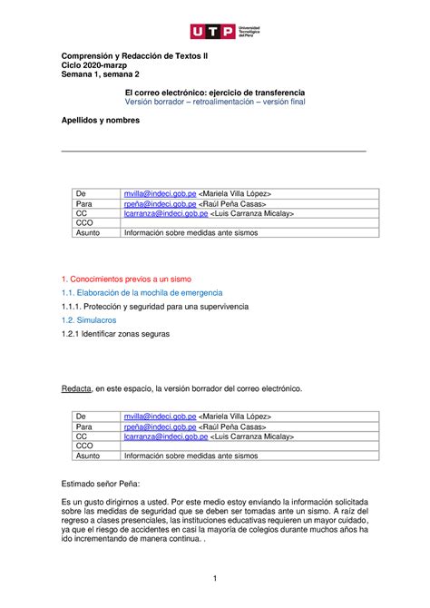 S01 s2 y S02 s1 s2 El correo electrónico ejercicio de transferencia