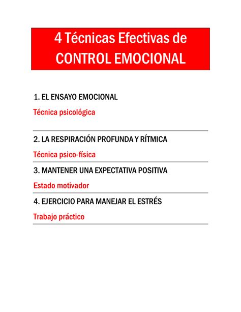 Tecnicas De Control Emocional T Cnicas Efectivas De Control