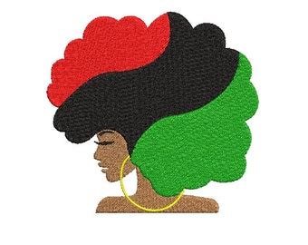 Queen Afro Face Embroidery Design African Woman In Hat Etsy