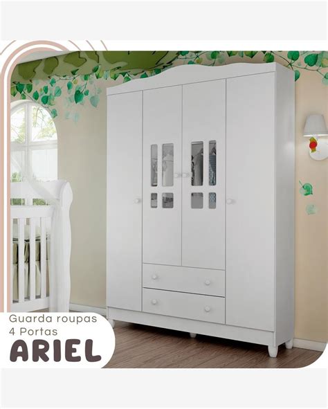 Riachuelo Guarda Roupa Infantil 04 Portas 02 Gavetas Ariel Branco