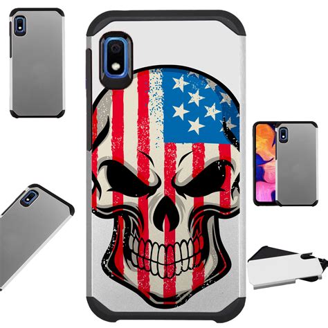 Compatible Samsung Galaxy A10e Case Hybrid Tpu Fusion Phone Cover Us Flag Skull