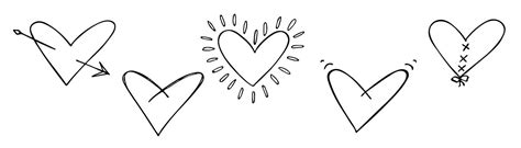 Set Of Simple Hand Drawn Heart Illustration Cute Valentines Day Heart Doodle 10873400 Vector