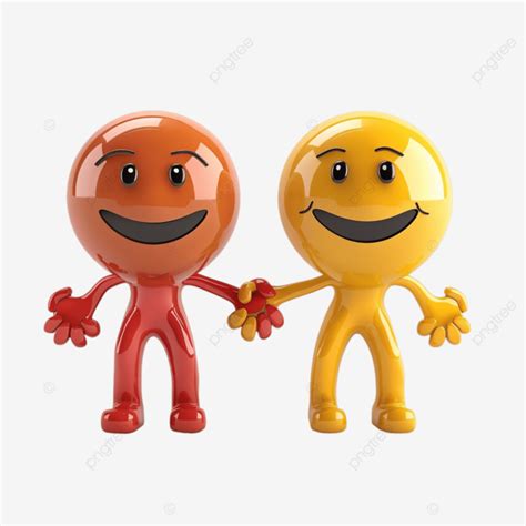 Cartoon Characters Holding Hands With Smiley Face Cartoon Characters