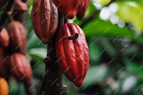 Premium AI Image | Cacao fruit on a tree