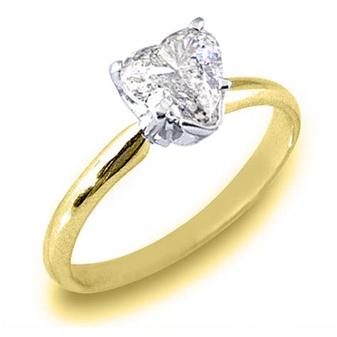 Thejewelrymaster 14k Yellow Gold Solitaire Heart Shape Diamond