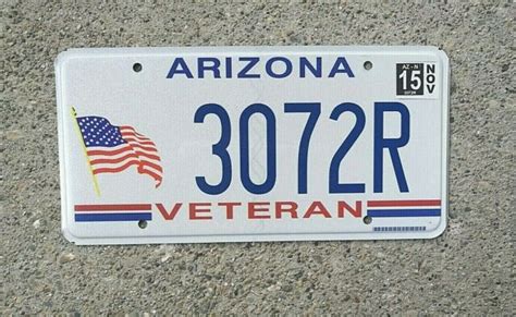 REAL ARIZONA LICENSE PLATE AUTO NUMBER CAR TAG VETERAN AMERICAN FLAG