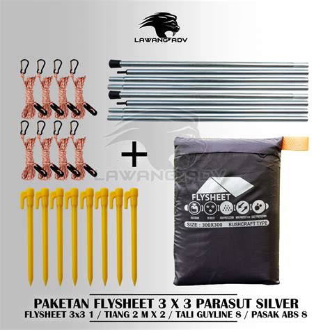 Jual Hemat Paketan Flysheet Tenda 300 X 300 Cm Tiang Pasak Tali