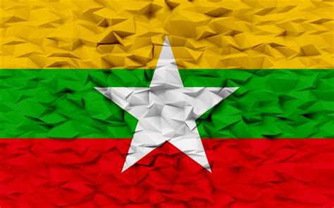 Download Flag Of Myanmar 4k 3d Polygon Background Myanmar Flag 3d