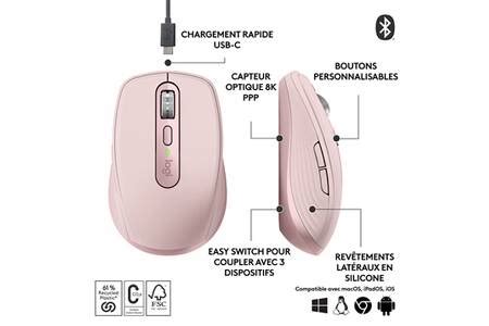 Souris Logitech MX Anywhere 3S Souris Sans Fil Silencieuse Compacte