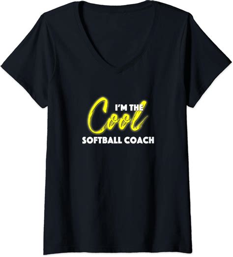 Womens Im The Cool Softball Coach Design V Neck T Shirt