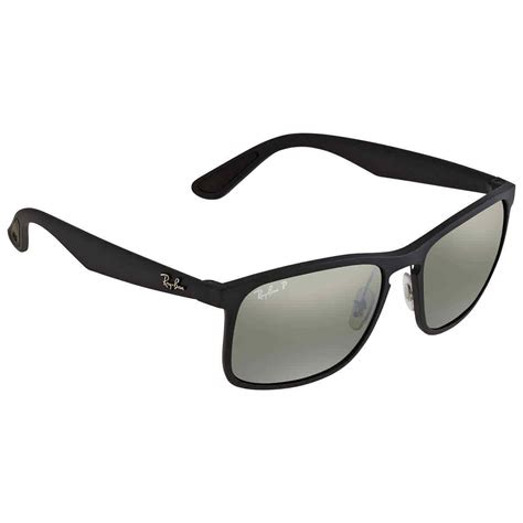 Ray Ban Rb4264 Chromance Men S Square Sunglasses Black Frame With Silver Chromance Polarized