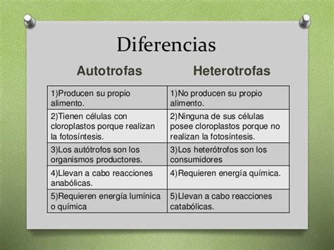 Organismos Aut Trofos Y Heter Trofos Cuadro Comparativo