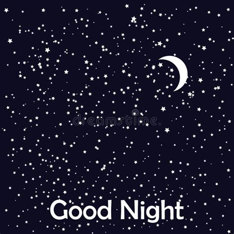 Good Night Card with the Moon and Stars Stock Vector - Illustration of ...