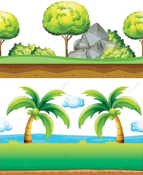 Two Scenes Of Green Garden Clip Art Rock Outdoor Vector Clip Art Rock