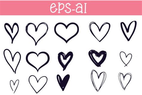 Hand Drawn Hearts Clipart Vector Design Graphic By Sweetsvg Creative