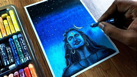 Lord Shiva Drawing Using Oil Pastels Step By Step Tutorial For