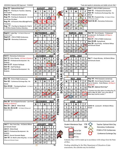 School Year Calendar | Princeton City Schools